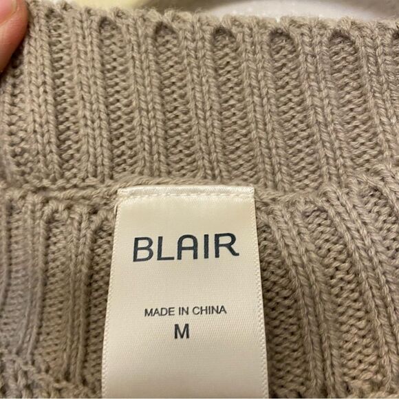 Blair Shaker Stitch Dolman Sweater crew neck short sleeve beige tan size M - Picture 8 of 8